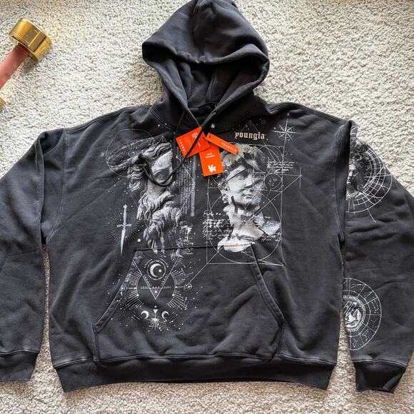 Men's YoungLA5147 - Renaissance ZipUpHoodies/Heavy, XL, NWT, BlackWash(SoldOut) - Picture 2 of 5